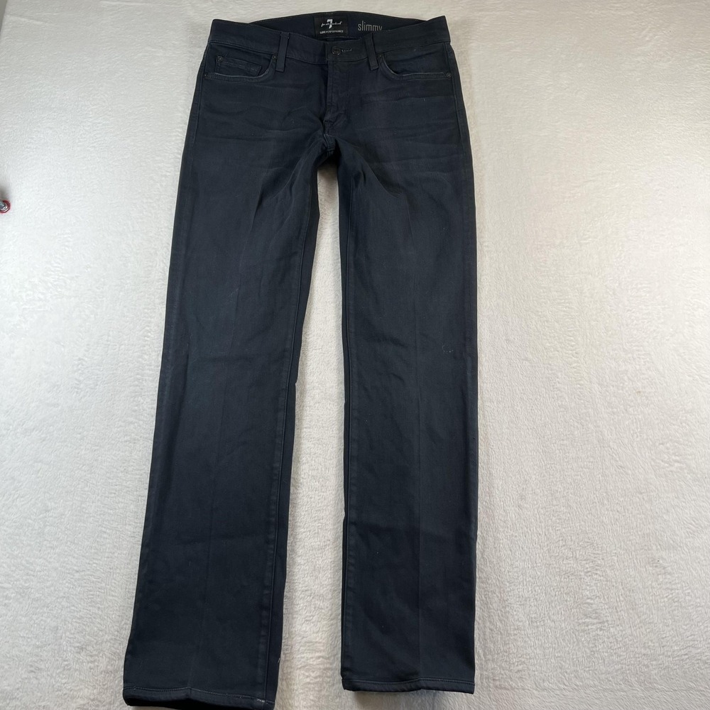 7 For All Mankind Slimmy Jeans Mens 30x32 Black Luxe Performance Denim Stretch